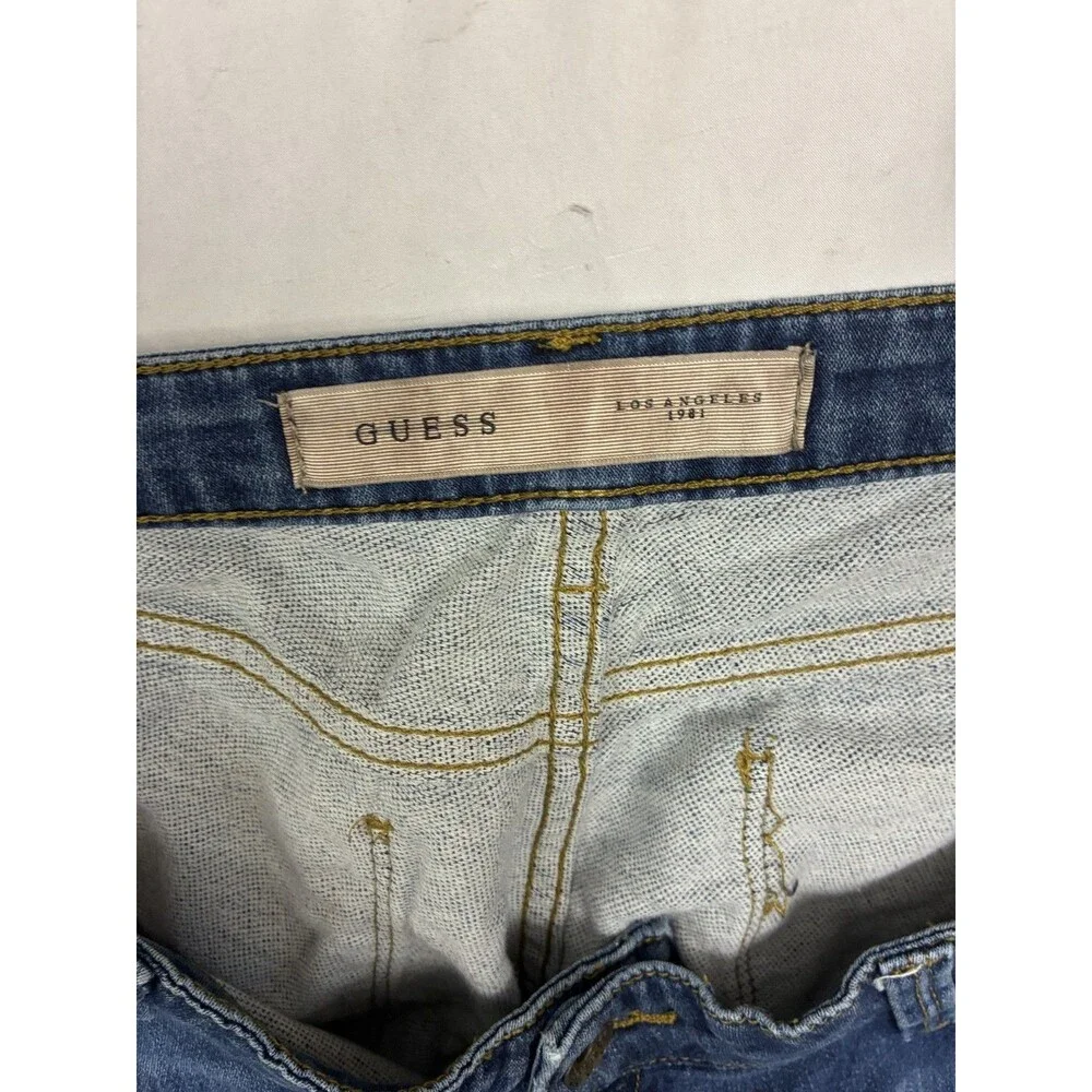 GUESS Men's Distressed Blue Denim Jogger Jeans Size 31 Stretch Tapered Cuffed